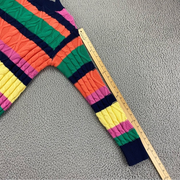 St John's Bay Rainbow Stripe Cable Knit V-Neck Sweater  |  Size:  L - Picture 11 of 13